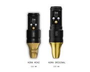 KORA MINI 116 mm and original KORA 133 mm wireless PMU machines side by side for size comparison